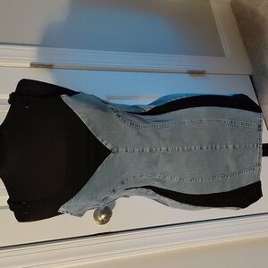 Stylish Denim and Black Women's Dress